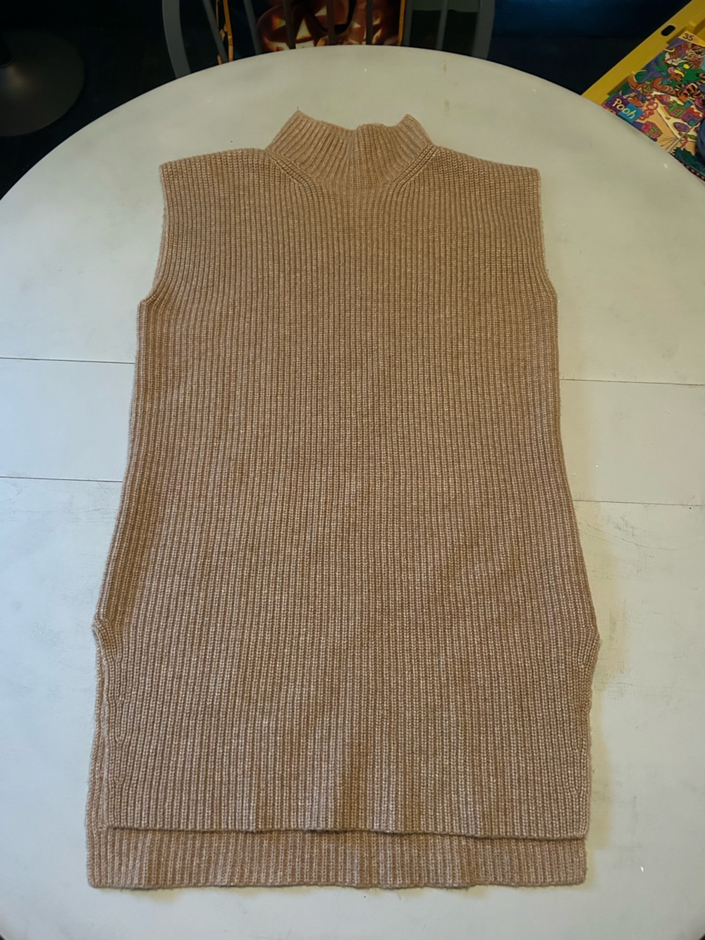 French Connection Sleeveless Ribbed Knit Dress Sweater - Taupe
